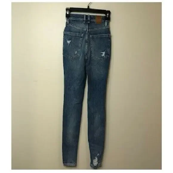 Free People Women's Phoenix High-Rise Ripped Skinny Jeans Navy Size 24, $98 NWT - Picture 5 of 5